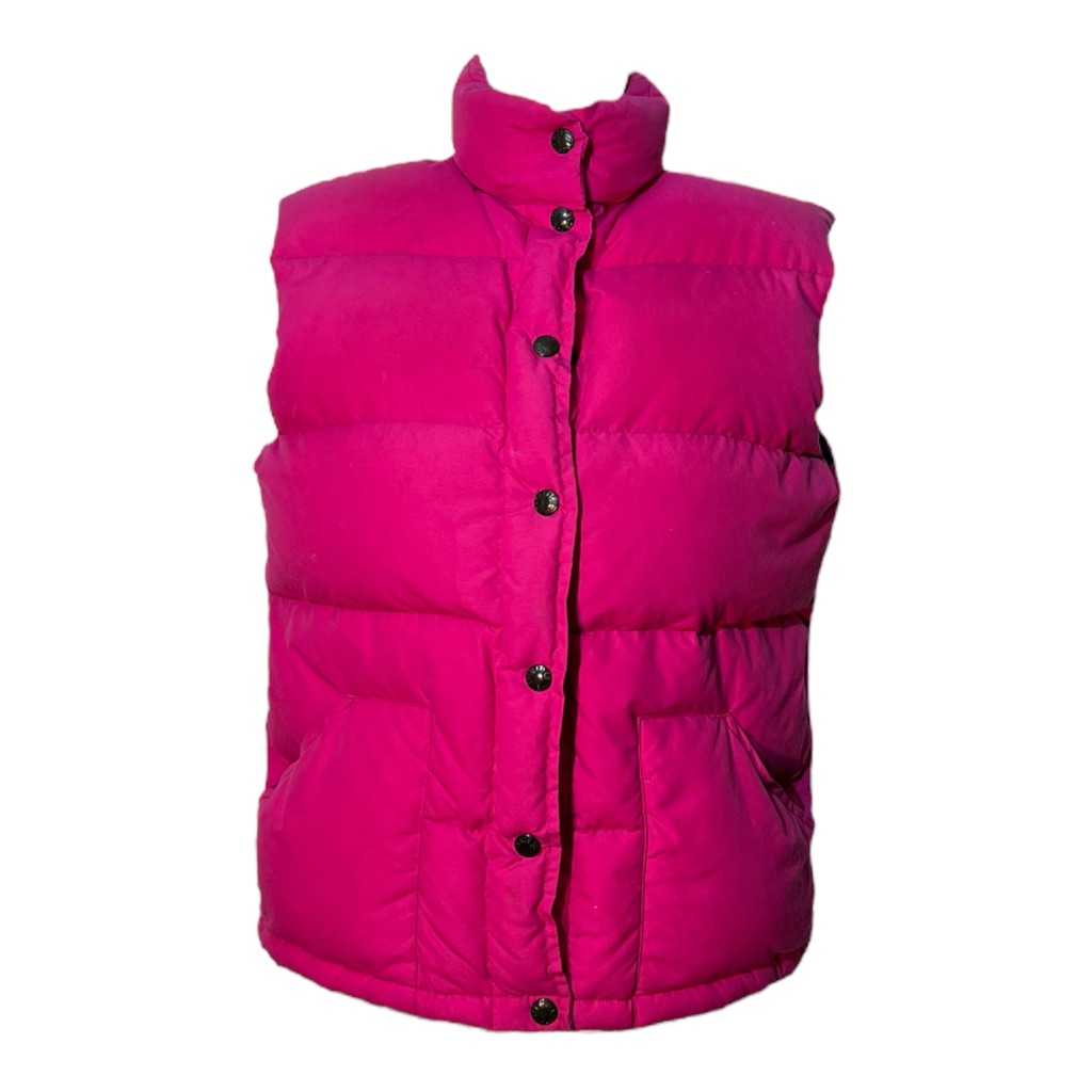 The North Face Sleeveless Down Puffer Hot Pink Fuchsia Button Snap Vest Small
